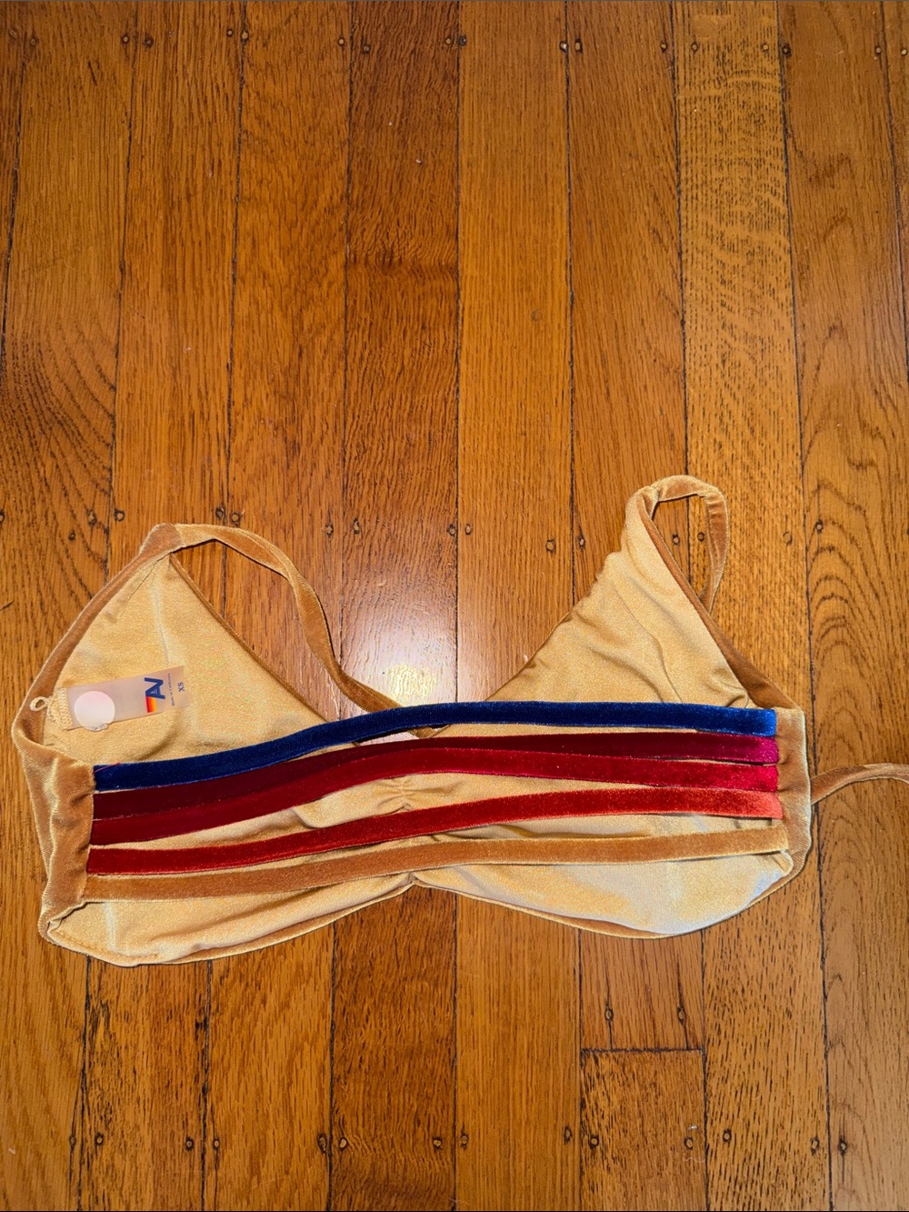 Aviator Nation Velvet Triangle Bikini Top - Caramel Golden - Picture 4 of 4